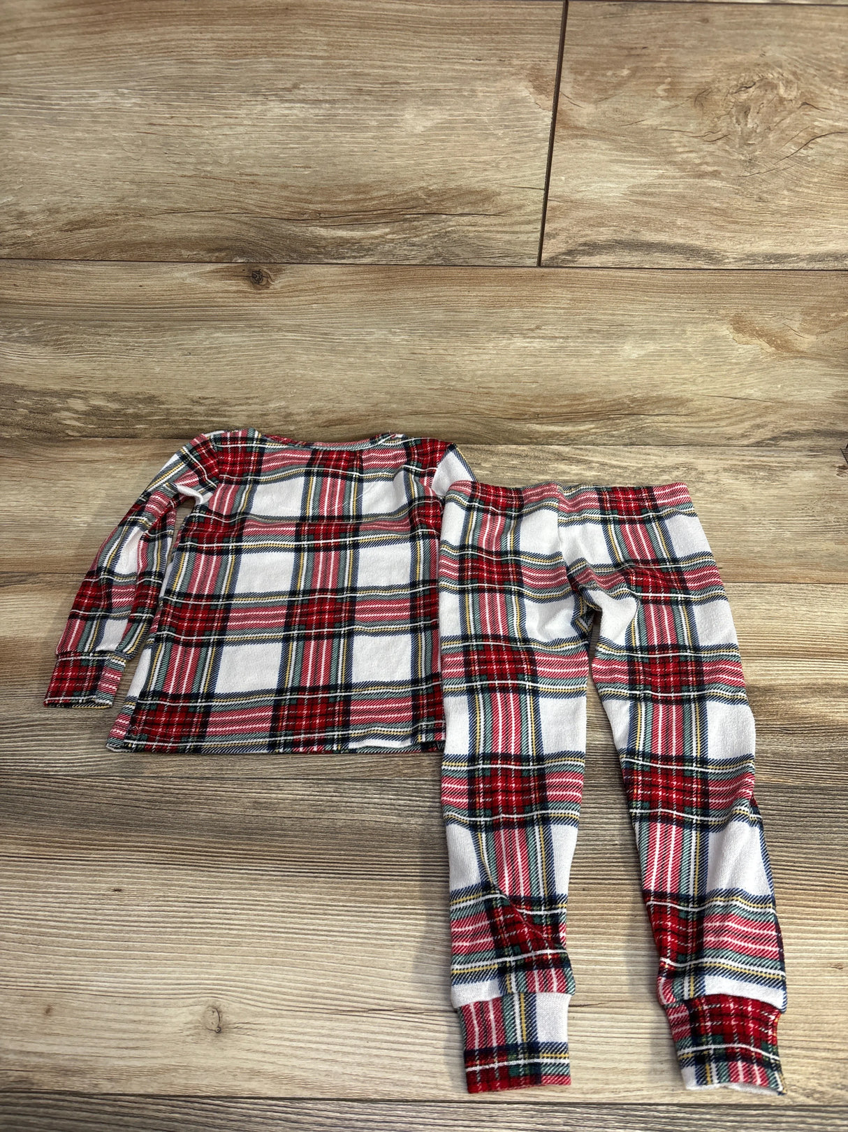 Laura Ashley 2pc Plaid Pajama Set White sz 2T