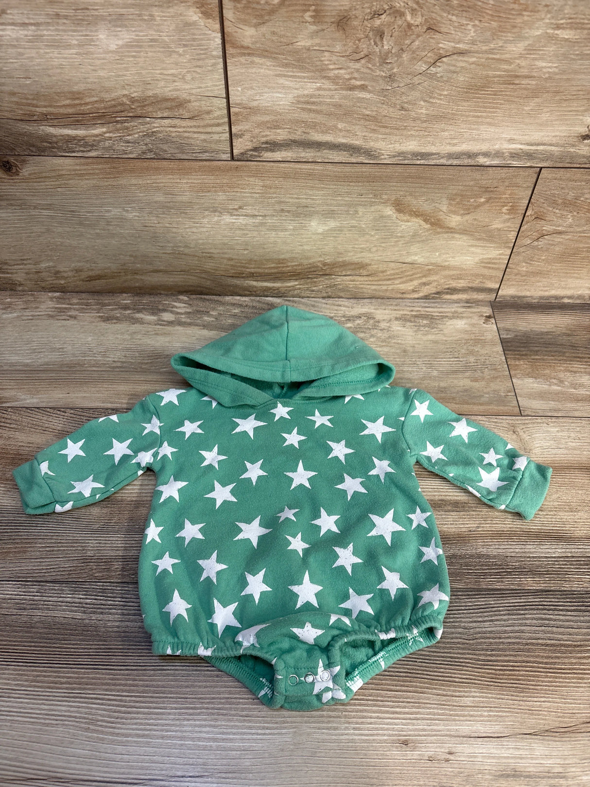 Grayson Mini Star Print Hooded Sweater Romper Green sz 3-6m