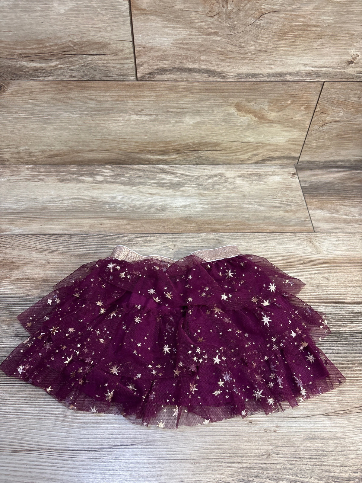Jumping Beans purple layered tulle skirt for kids with gold star patterns