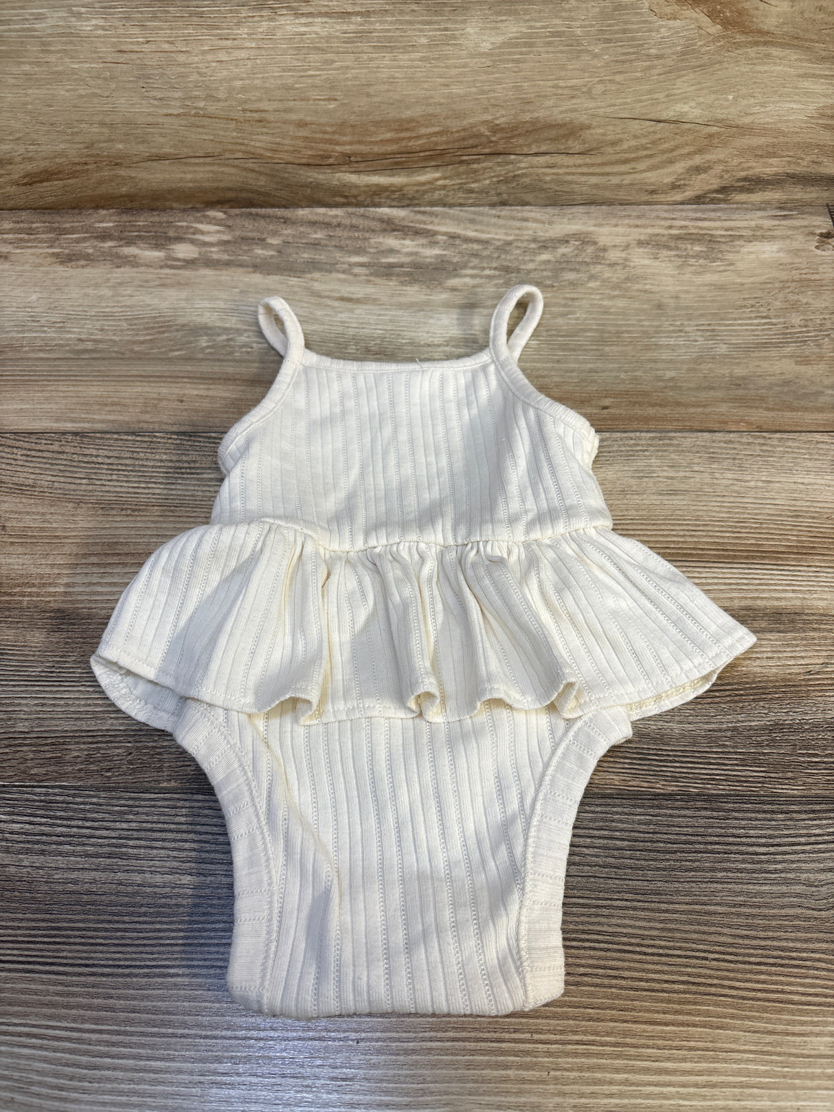 Old Navy Sleeveless Pointelle-Knit Peplum Bodysuit In Sea Salt sz 6-12m