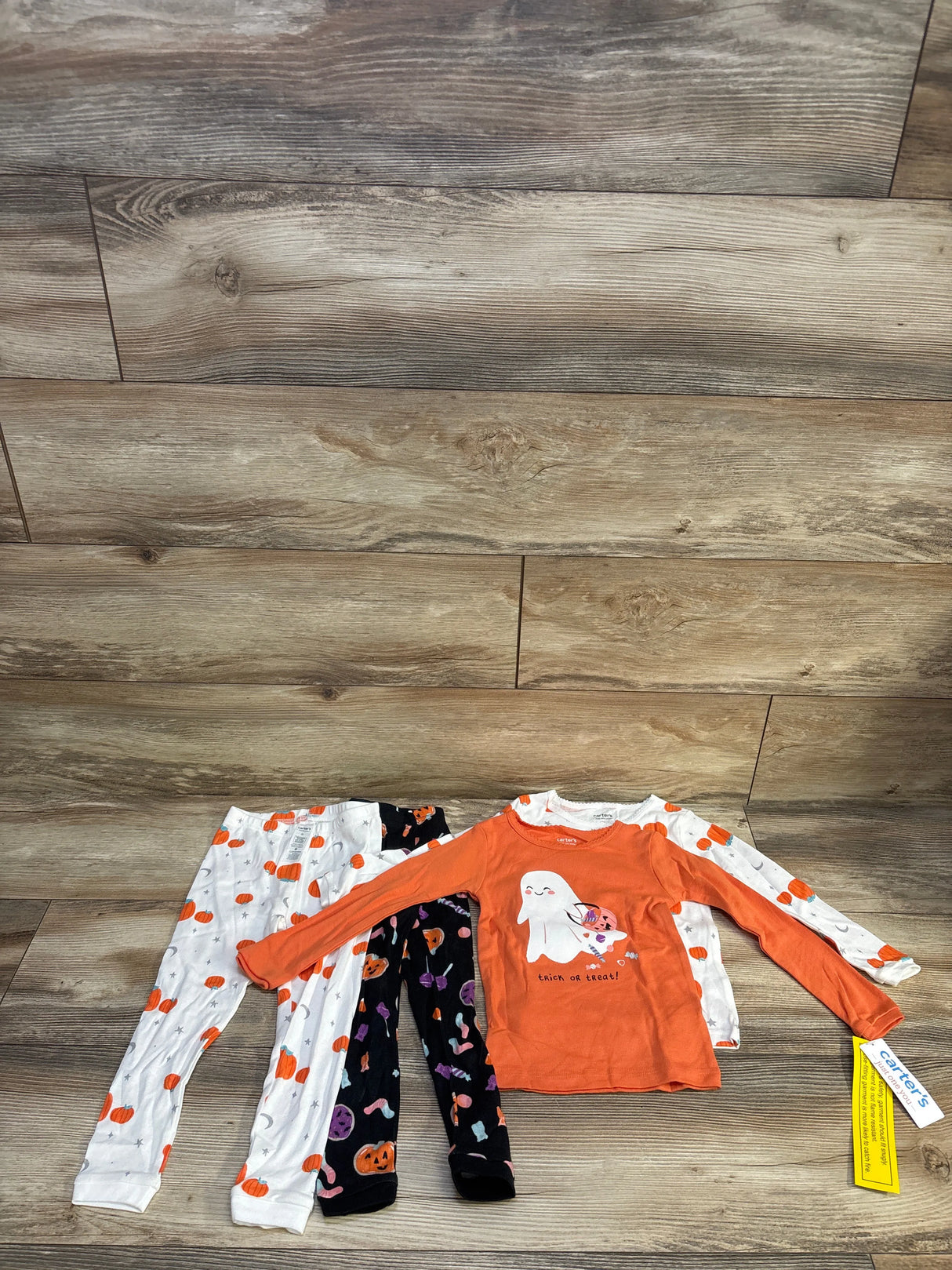 NEW Just One You 4pc Cotton Long Sleeve Ghost Halloween Pajama Set Orange sz 2T