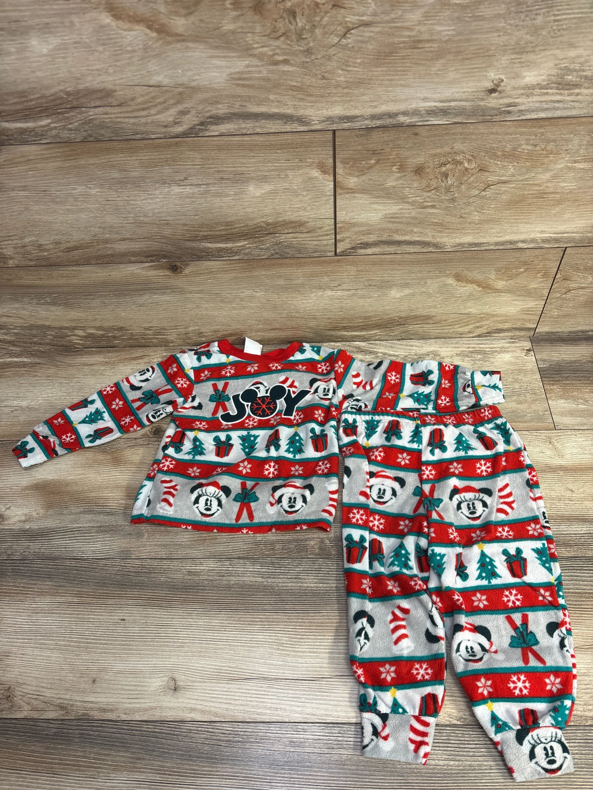 Disney 2pc Christmas Mickey Mouse Joy Pajama Set Grey sz 3T