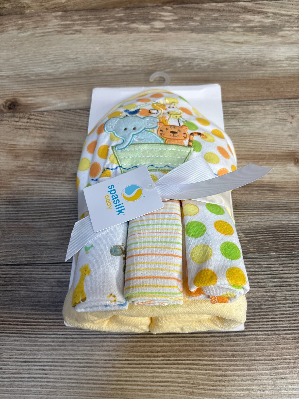 NEW Spasilk 4pc Hooded Bath Towel and Washcloth Set Yellow