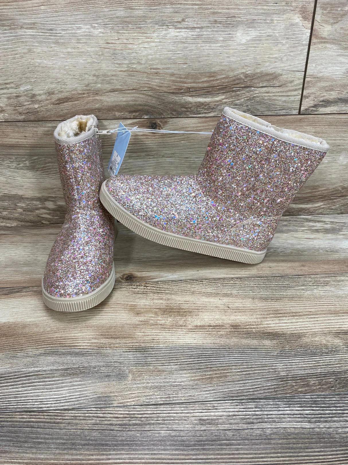 NEW Cat & Jack Holland Shearling Style Boots Gold Sz 5Y - Me n Mommy To Be