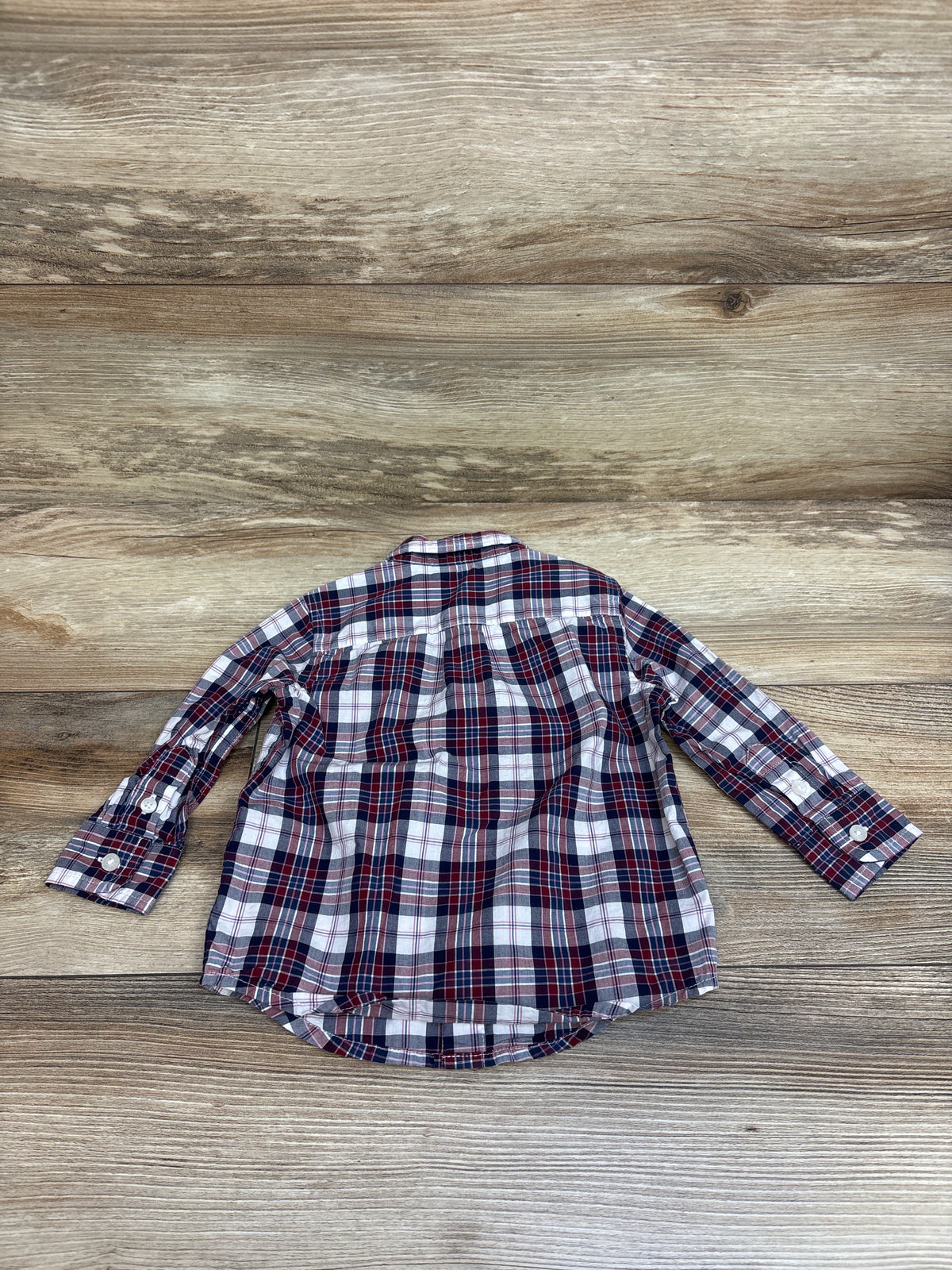Janie & Jack Plaid Poplin Button-Down Shirt Red/Navy sz 6-12m