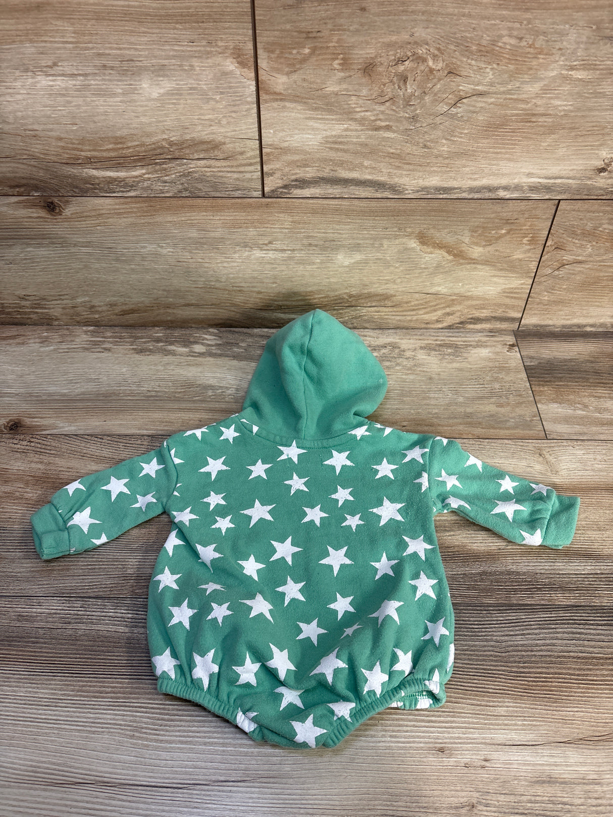 Grayson Mini Star Print Hooded Sweater Romper Green sz 3-6m