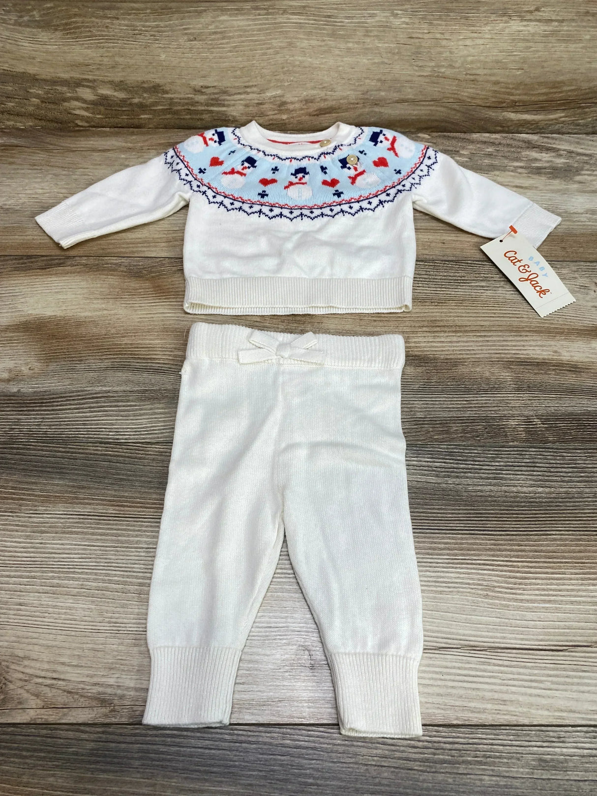 NEW Cat & Jack 2pc Snowman Fair Isle Sweater Set White sz Newborn - Me n Mommy To Be