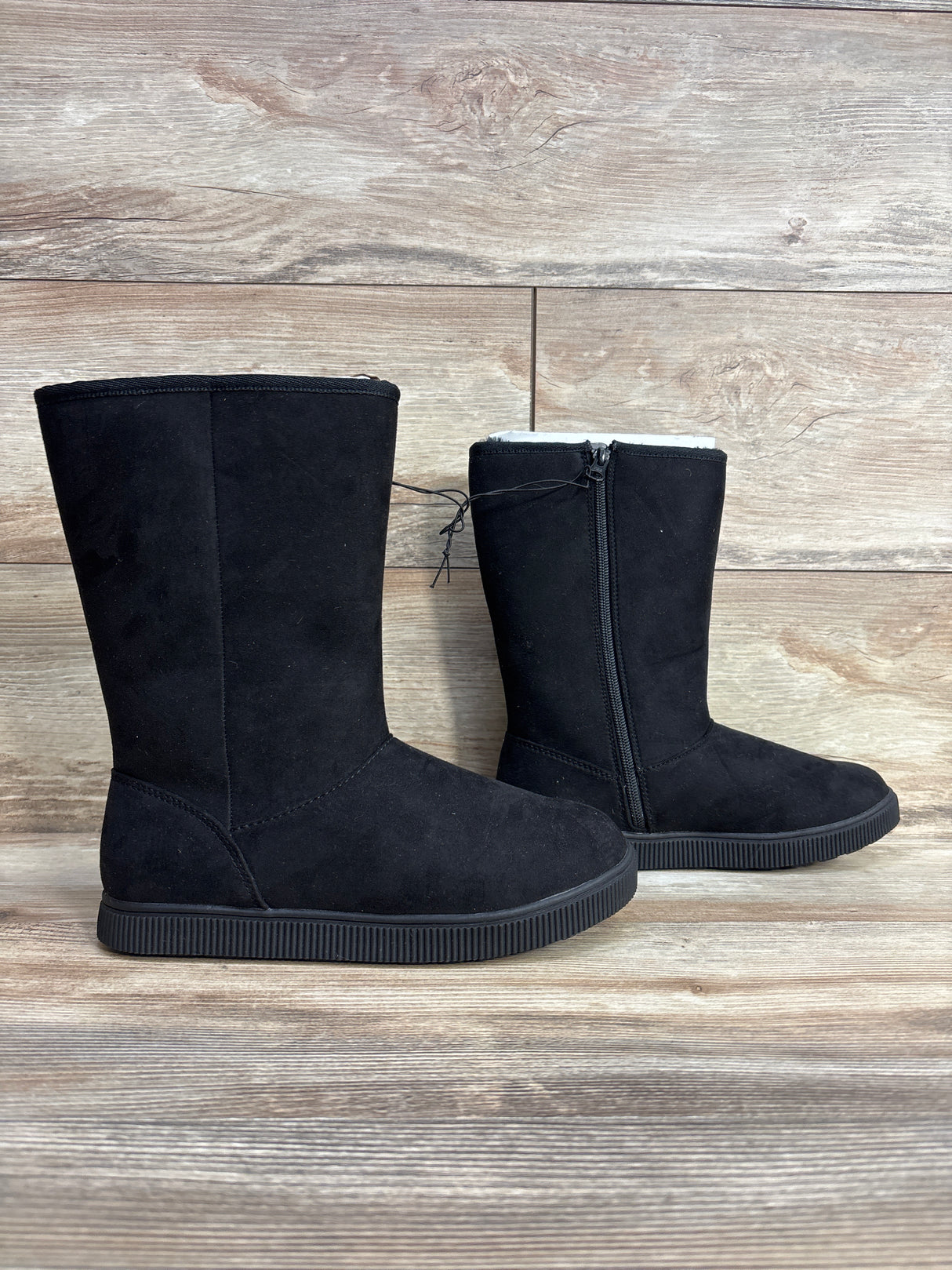 NEW Cat & Jack Natalia Tall Shearling Style Boots Black sz 4Y