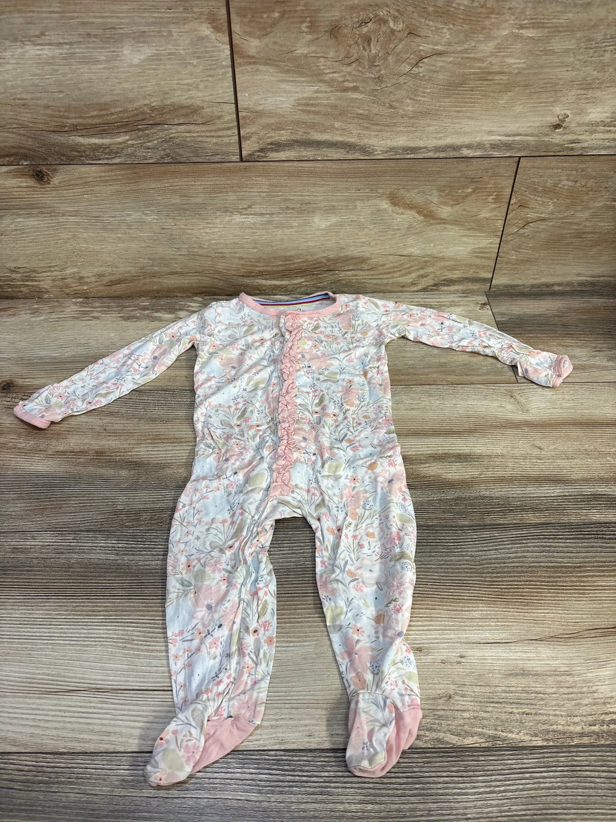 Magnetic Me Charlotte Modal Ruffle Footie White sz 3-6m
