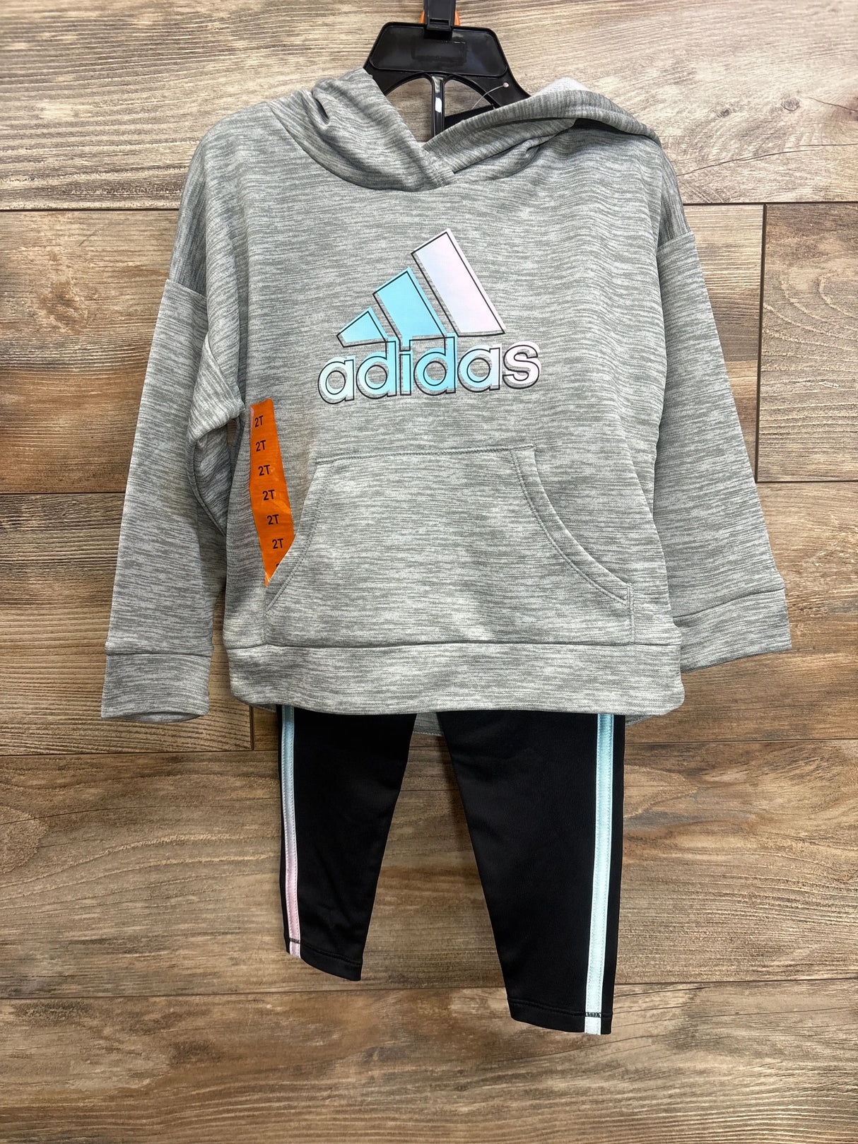 NEW Adidas 2pc Active Hoodie & Leggings Set Grey sz 2T