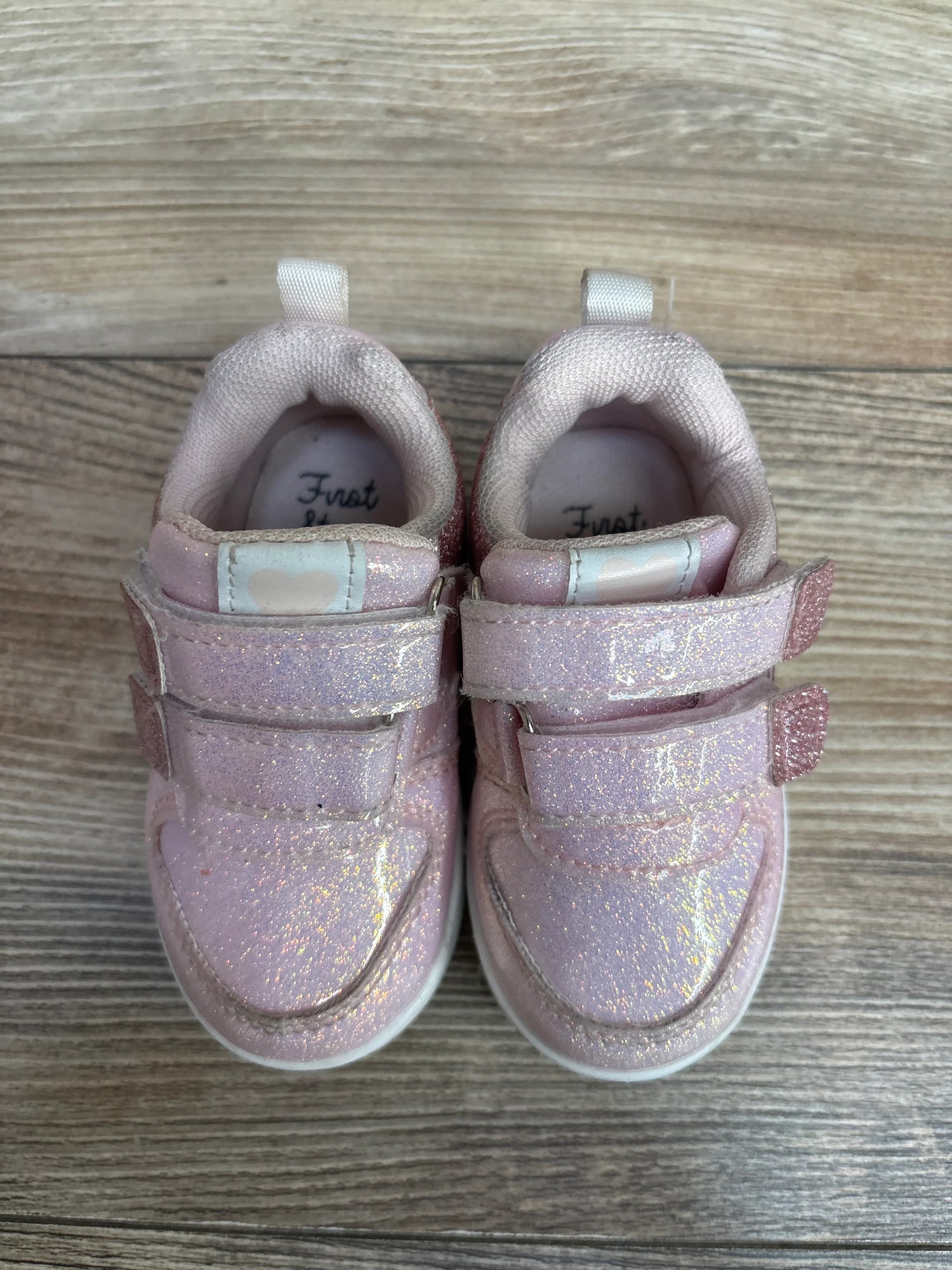 First Steps Glitter Hear Sneakers Pink sz 4c