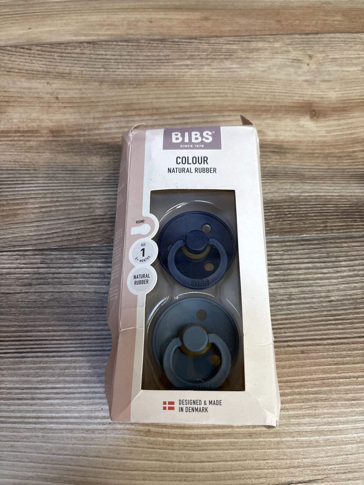 NEW Bibs Colour Natural Rubber Pacifiers Size 1 Blue 2pk 0-6m