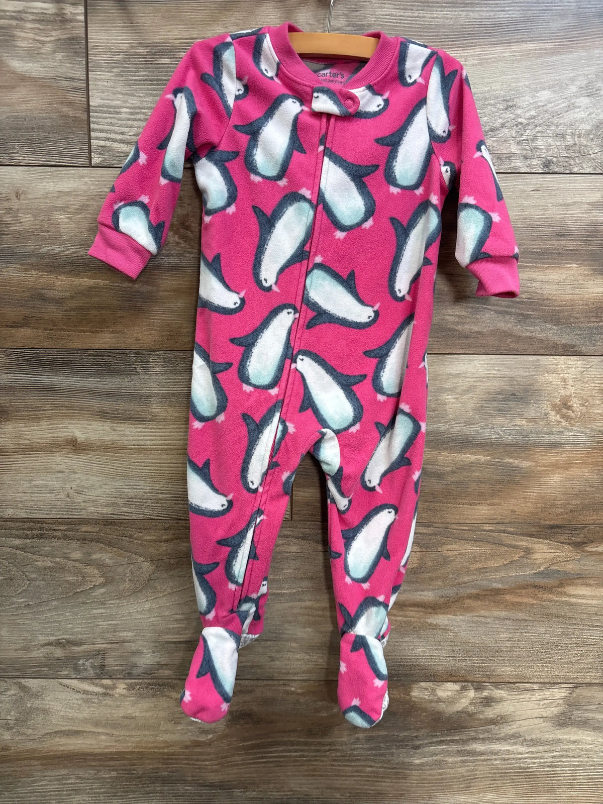Pink Just One You penguin print baby blanket sleeper in size 12m