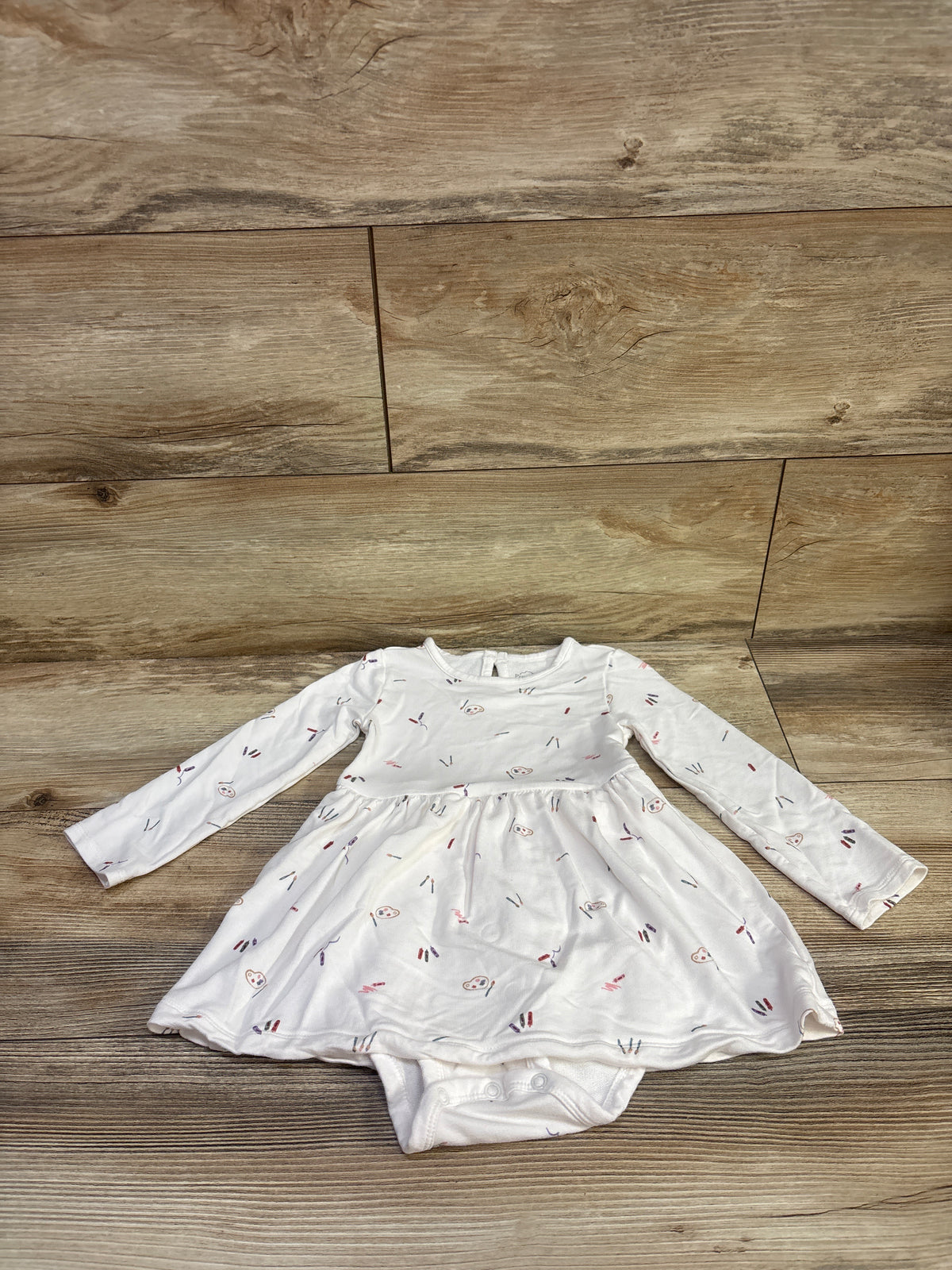 Carter's PurelySoft Painters Bodysuit Dress White sz 24m