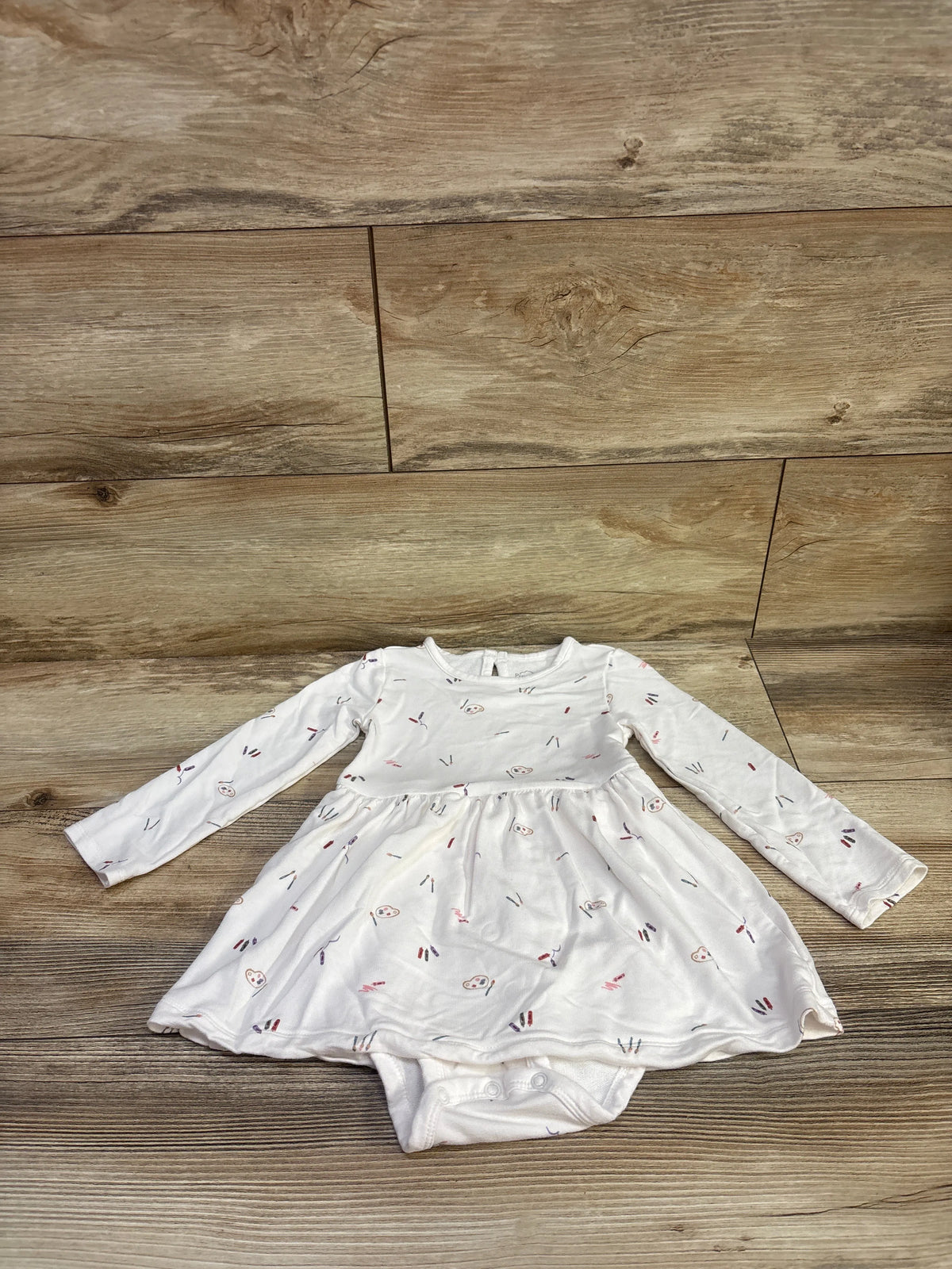Carter's PurelySoft Painters Bodysuit Dress White sz 24m