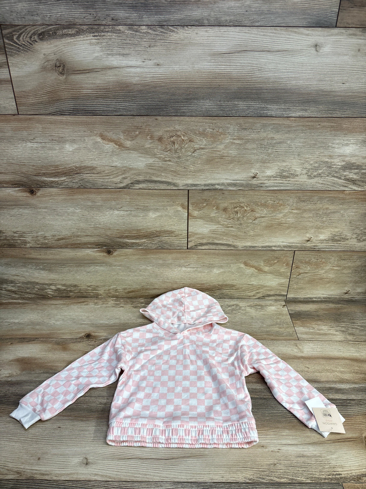 NEW Grayson Mini Checkered Pull Over Hoodie Pink sz 4T