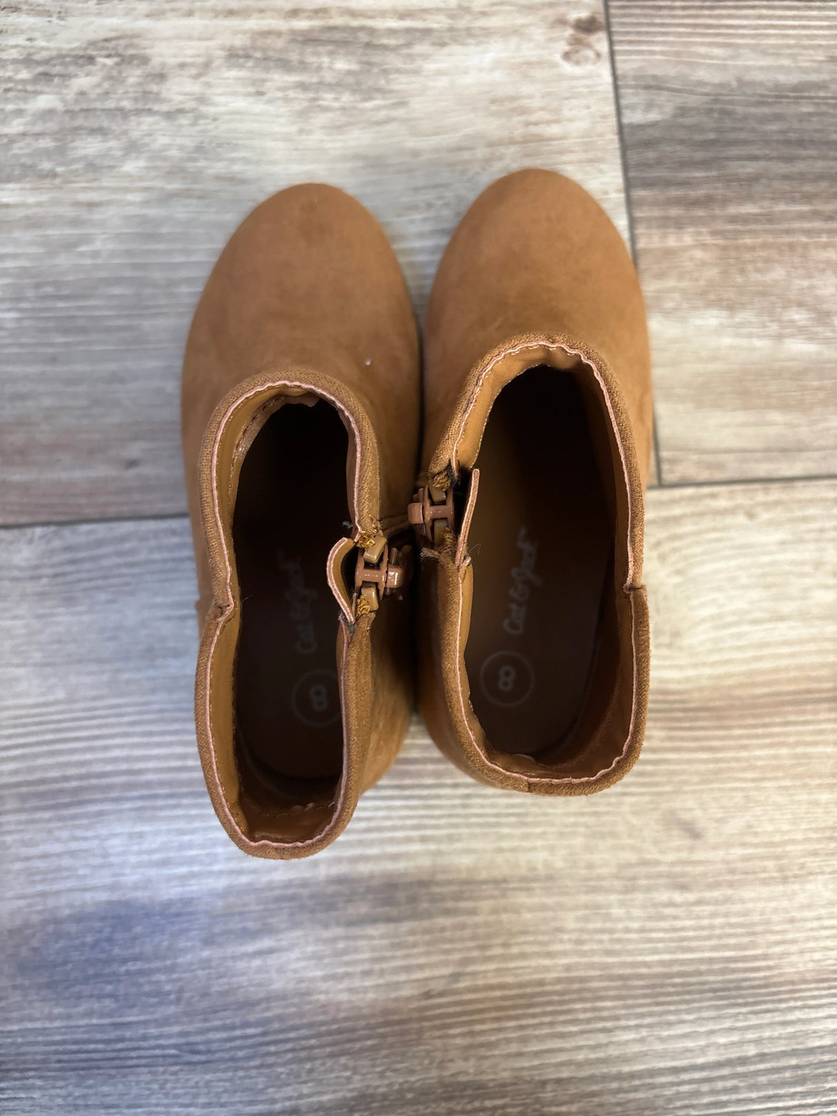 Cat & Jack Penelope Zipper Booties Cognac sz 8c