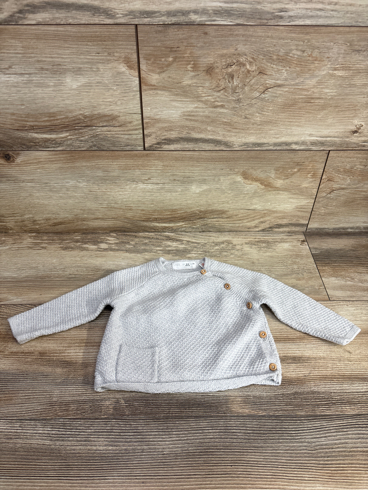 Zara Chunky Knit Kimono Sweater Grey sz 6-9m