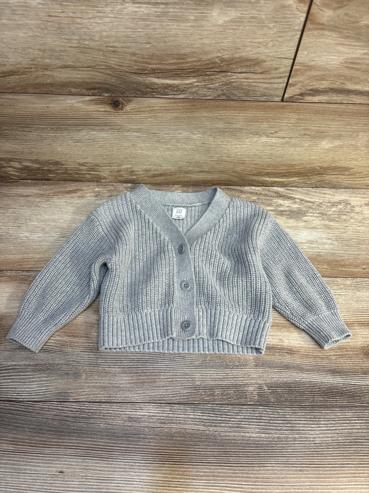 Baby Gap Button Front Chunky Knit Cardigan Grey sz 6-12m