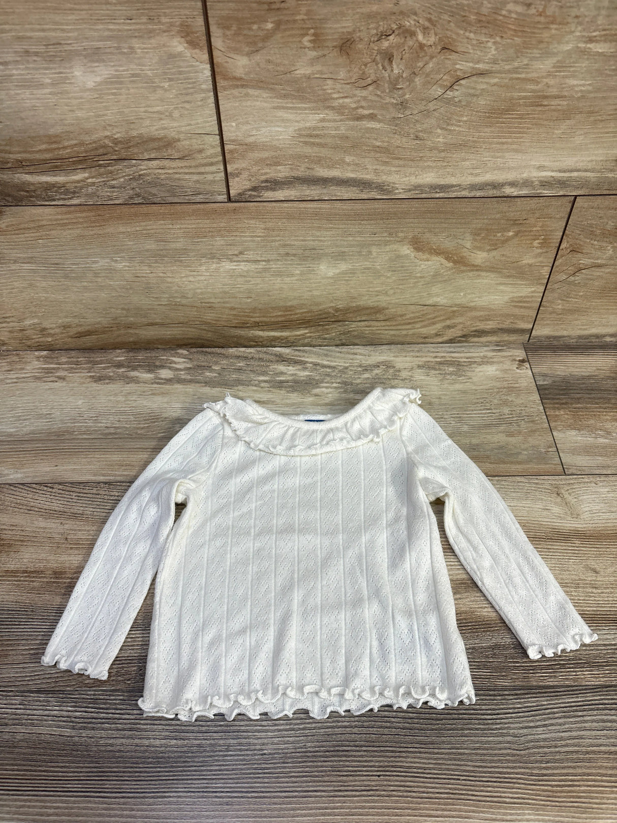 Old Navy Pointelle Knit Collared Shirt White sz 12-18m