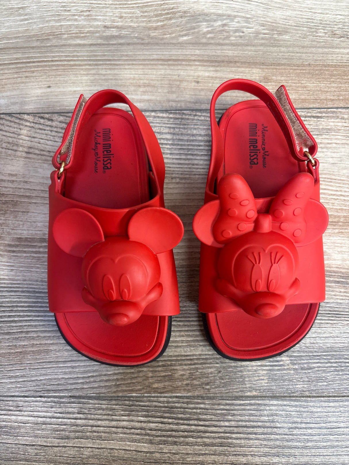 Mini Melissa x Disney Mickey & Minnie Beach Slide Sandals Red sz 9c - Me n Mommy To Be