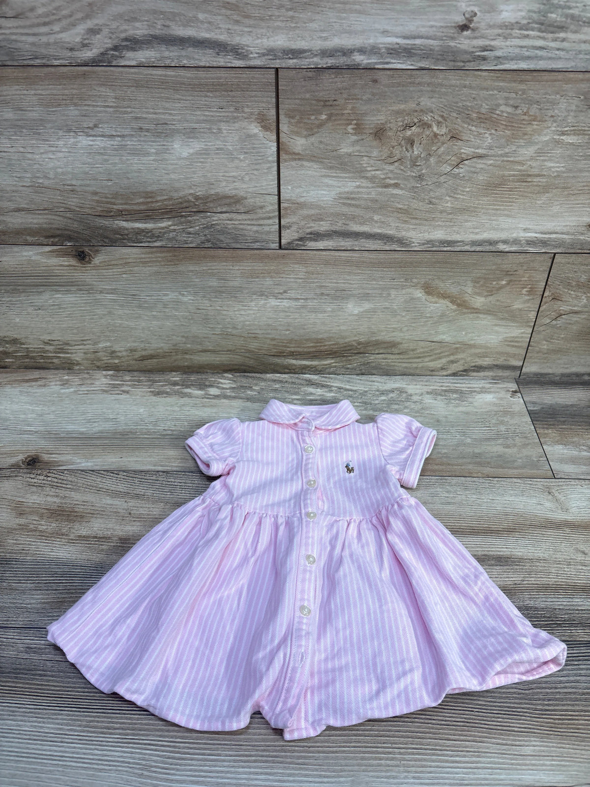 Polo Ralph Striped Cotton Oxford Dress Pink sz 6m