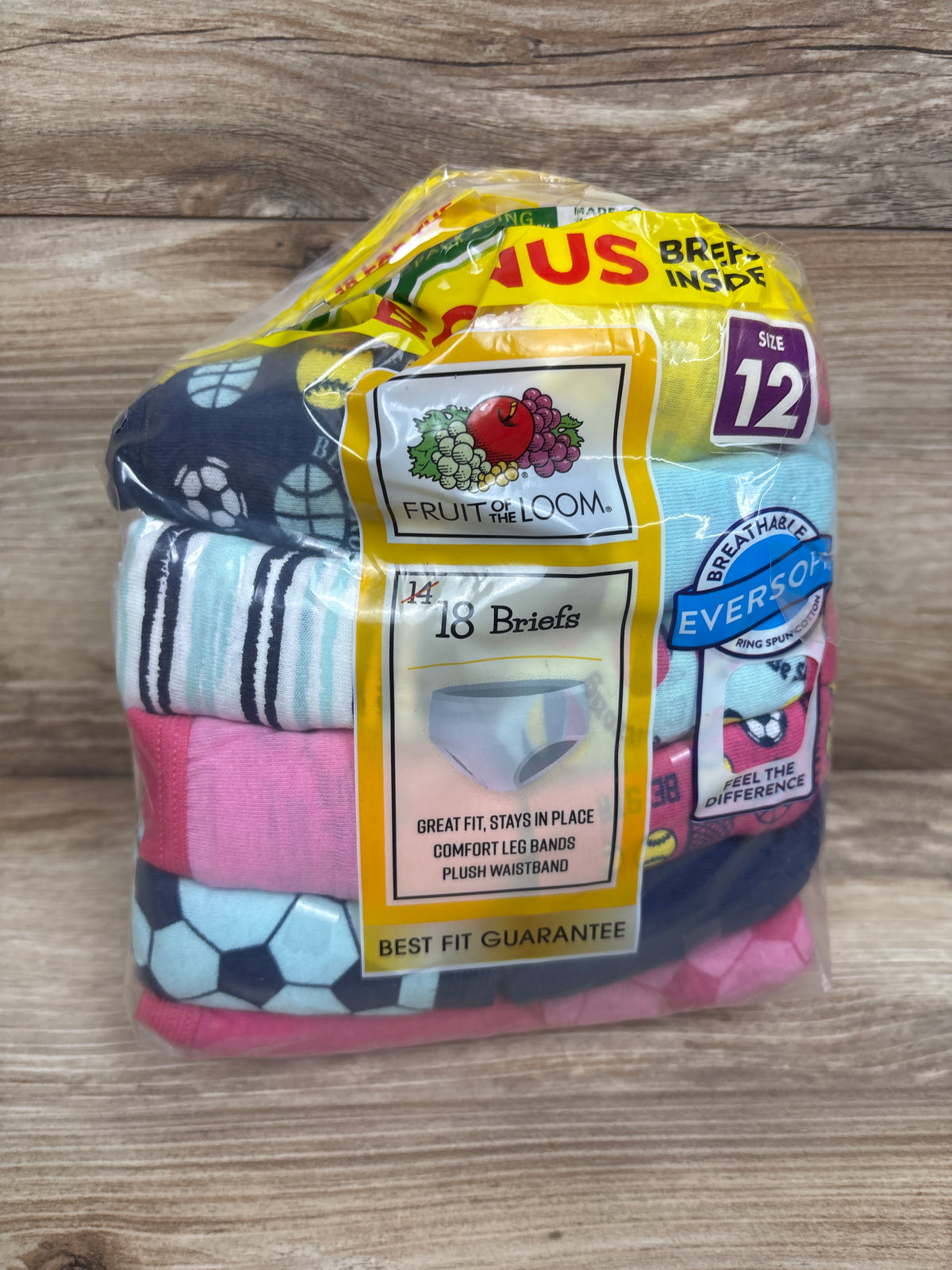 NEW Fruit of the Loom 18pk Girls' Briefs sz 12