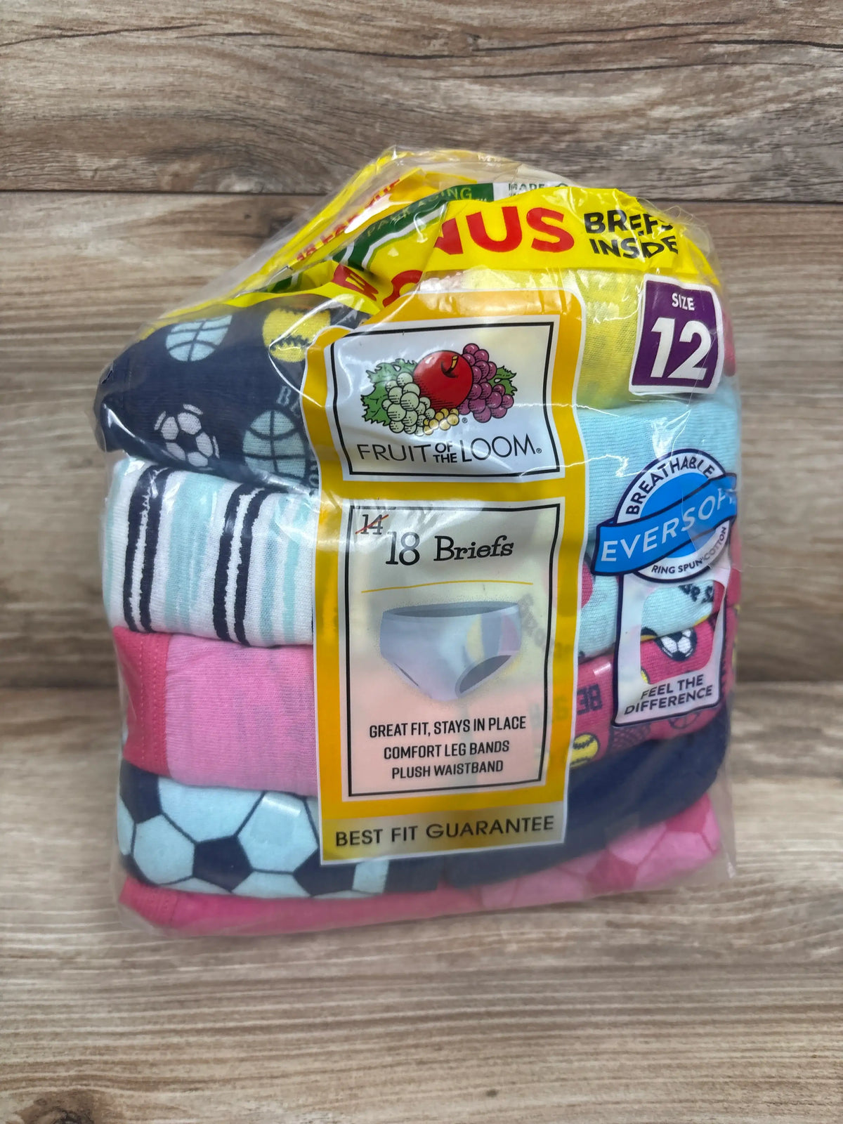 NEW Fruit of the Loom 18pk Girls' Briefs sz 12