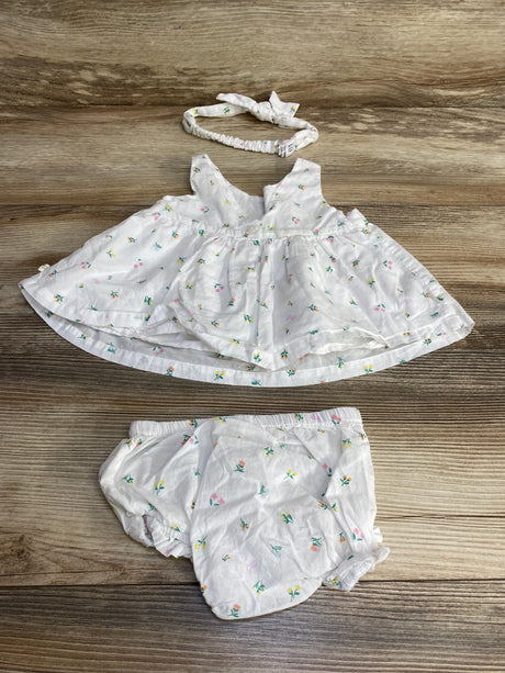 Baby Gap 3pc Floral Dress + Bloomers + Headband Set White sz 6-12m - Me n Mommy To Be