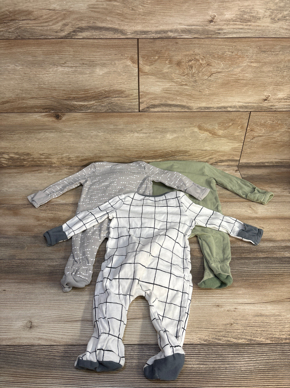 Cloud Island 3pk Sleepers Grey sz 0-3m
