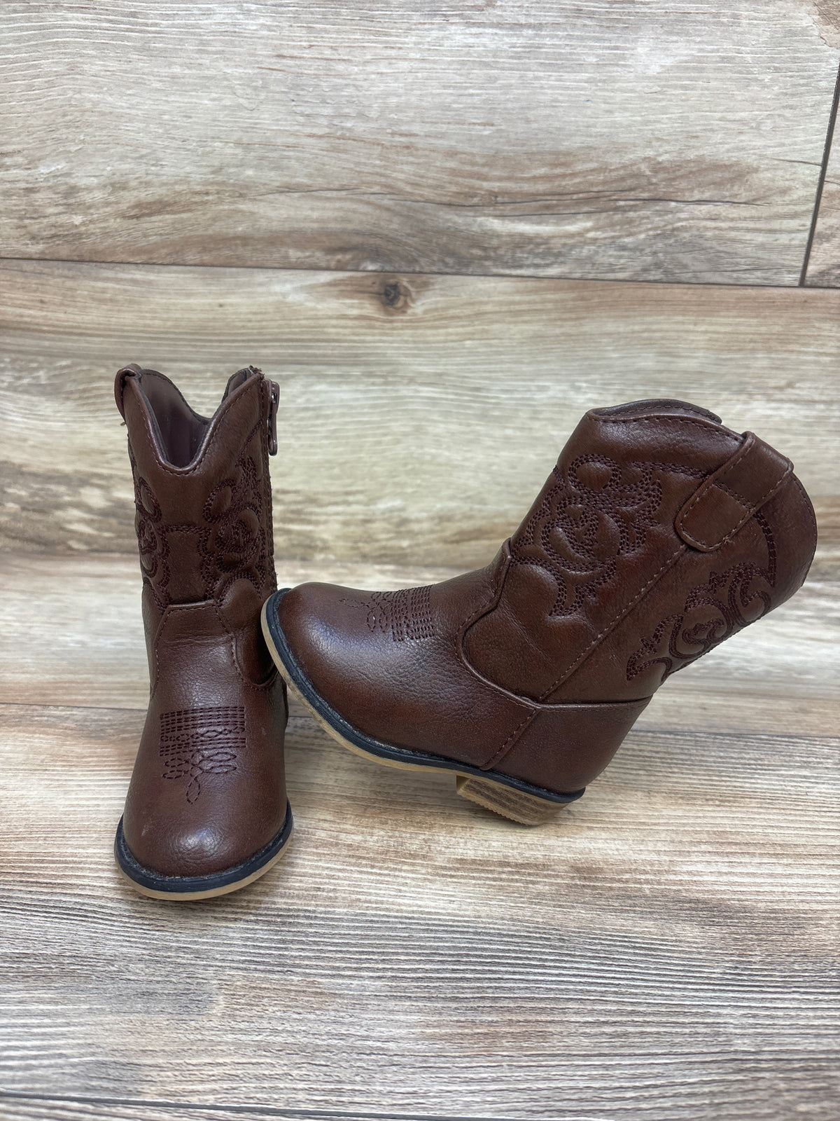 Cat & Jack Memphis Zipper Western Boots Brown sz 5c