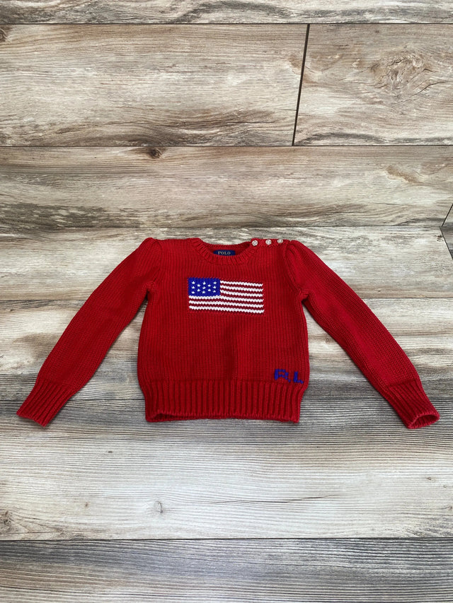 Ralph Lauren The Iconic Flag Sweater in Red sz 4T - Me n Mommy To Be