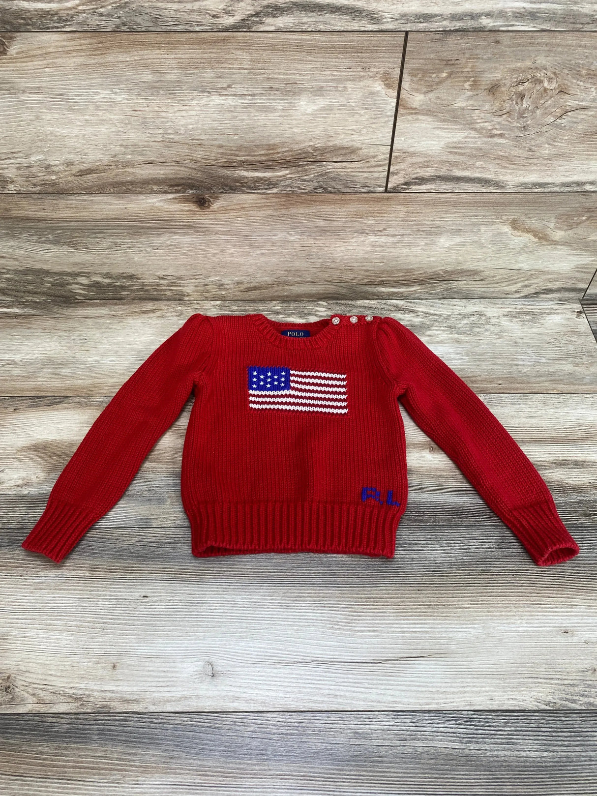 Ralph Lauren The Iconic Flag Sweater in Red sz 4T - Me n Mommy To Be