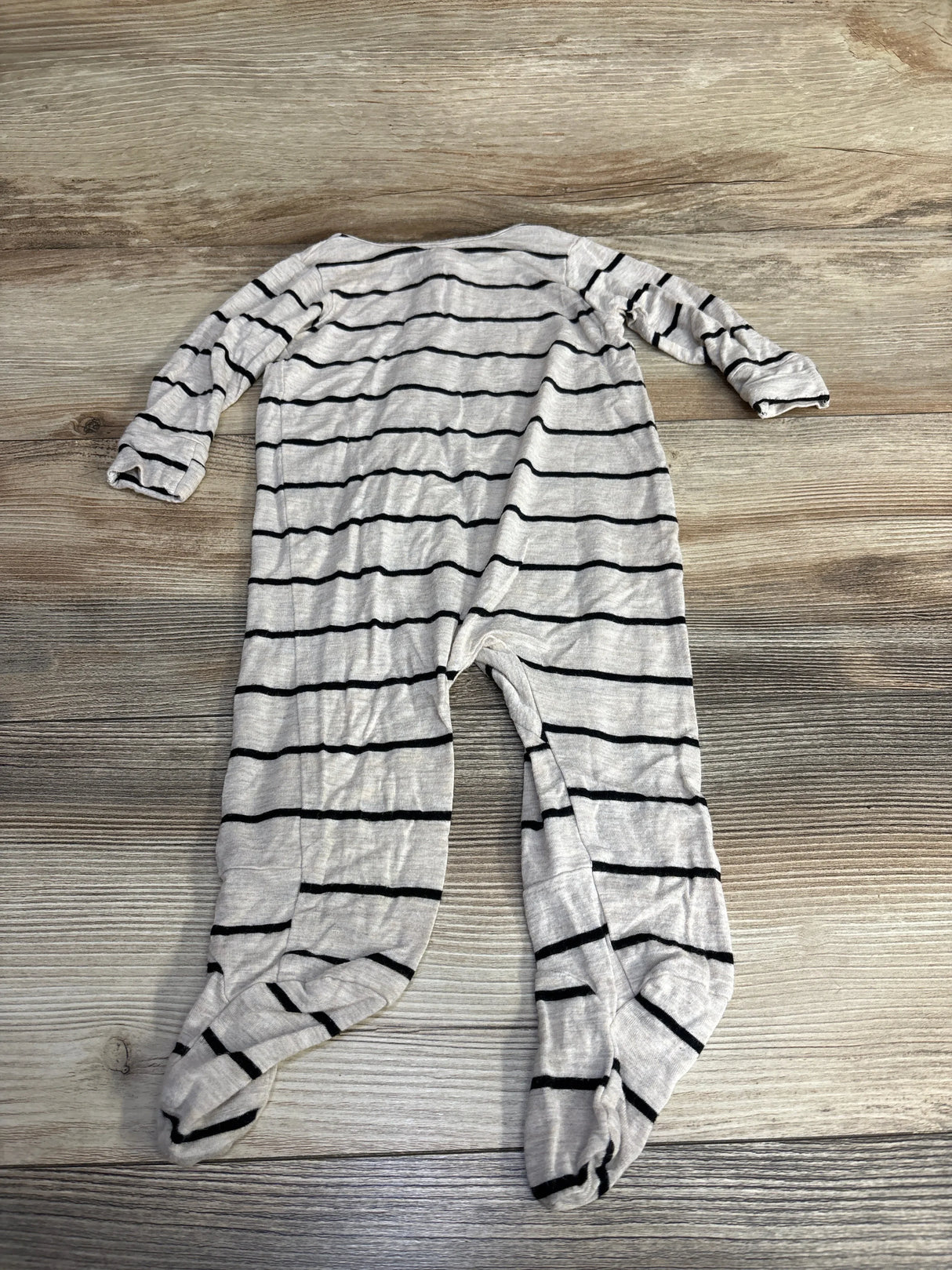 Baby Grey Striped Footie Oatmeal sz 3-6m - Me n Mommy To Be