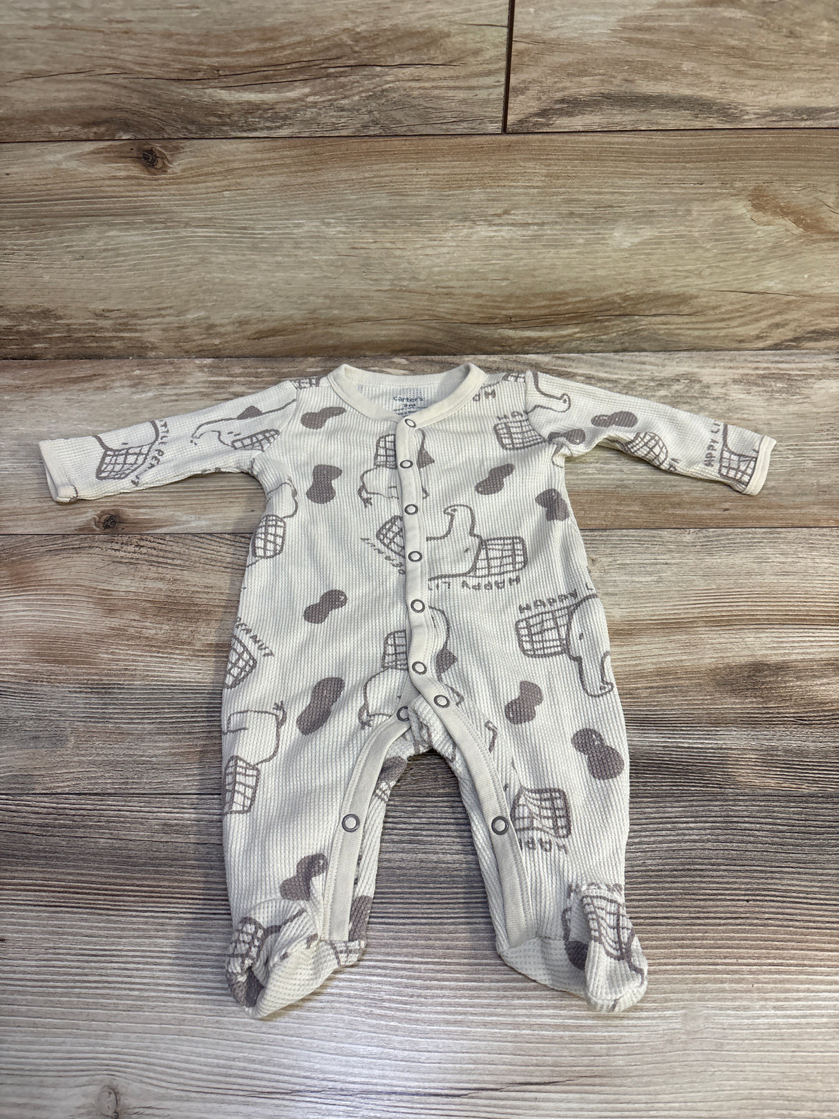 Carter's Waffle Knit Snap Sleeper Beige sz 3m