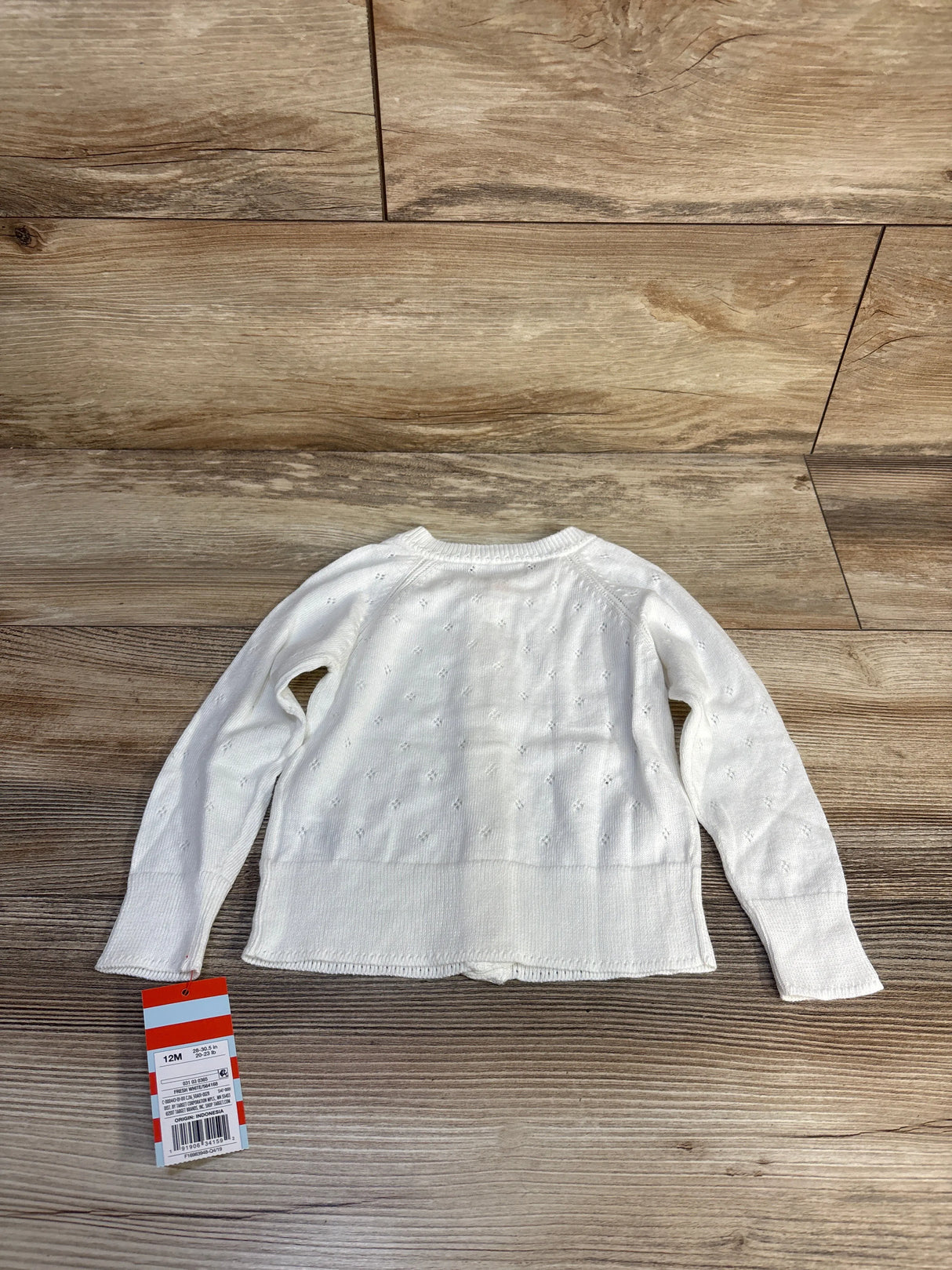NEW Cat & Jack Pointelle Knit Button-Up Cardigan White sz 12m