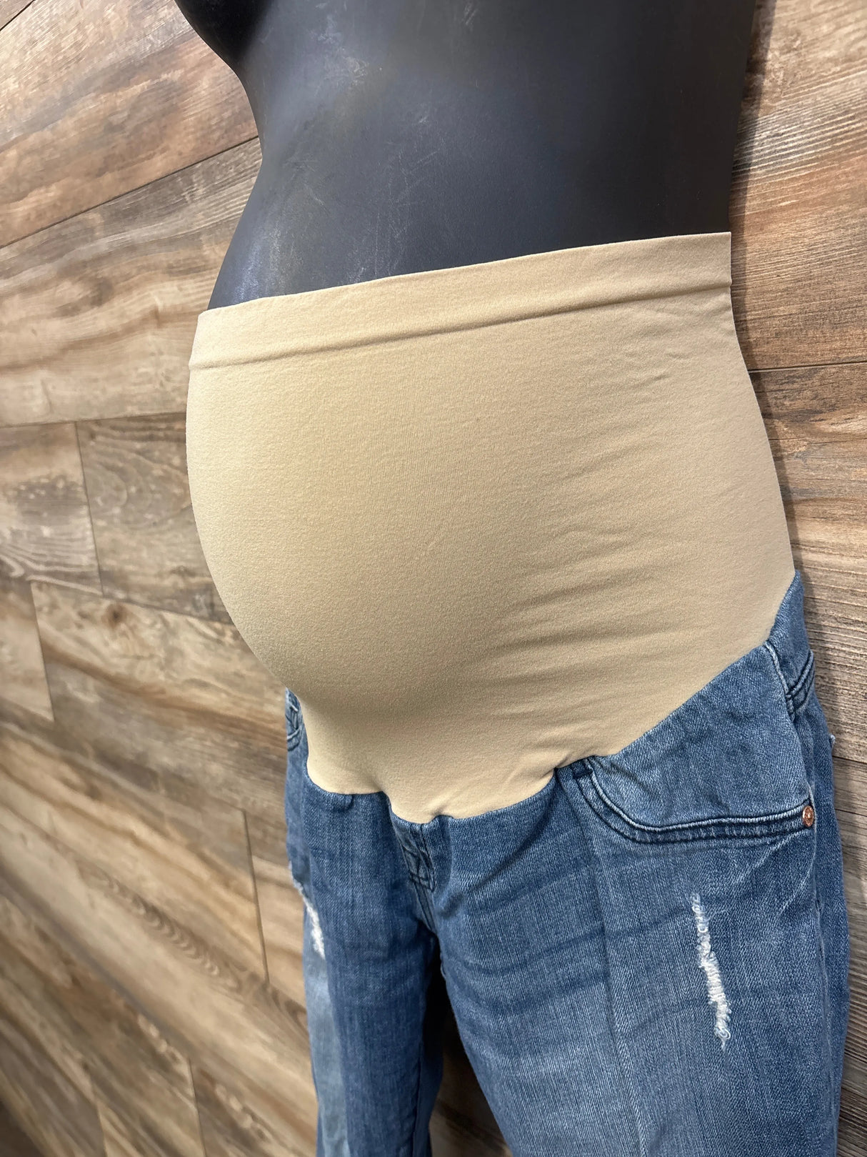 Indigo Blue Full Panel Distressed Maternity Jeans Blue sz Medium