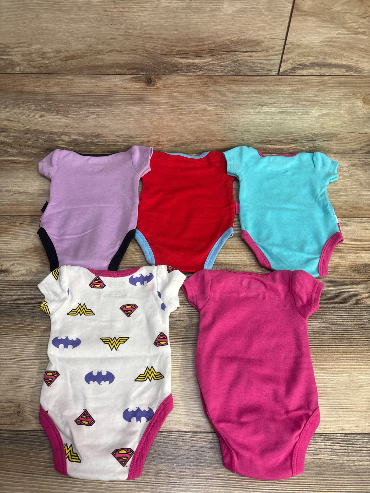 Warner Bros Girl's 5pk Justice League Bodysuits sz 3m