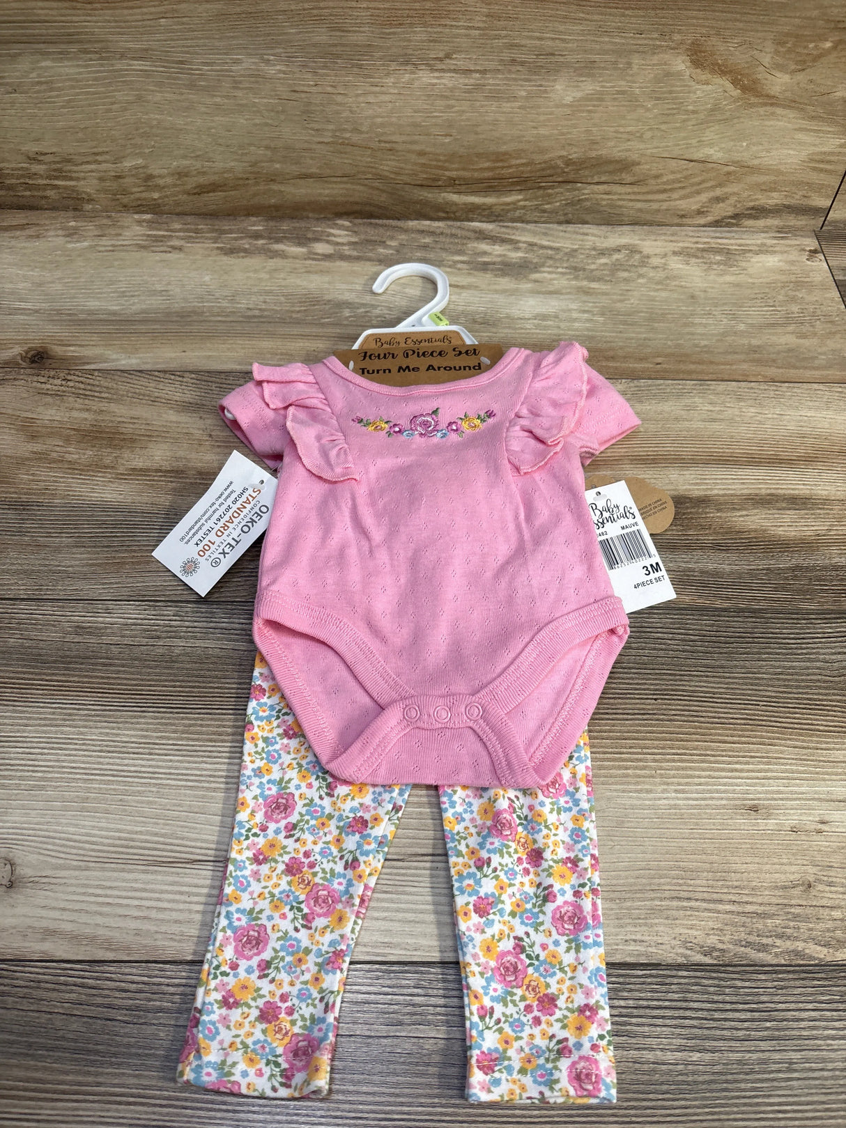 NEW Baby Essentials 4pc Floral Layette Set Pink sz 3m