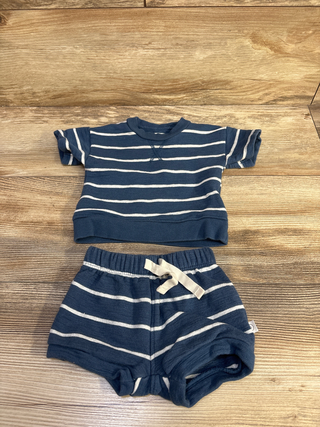 Little Planet Organic 2pc Striped Shirt & Short Set Blue sz 3m