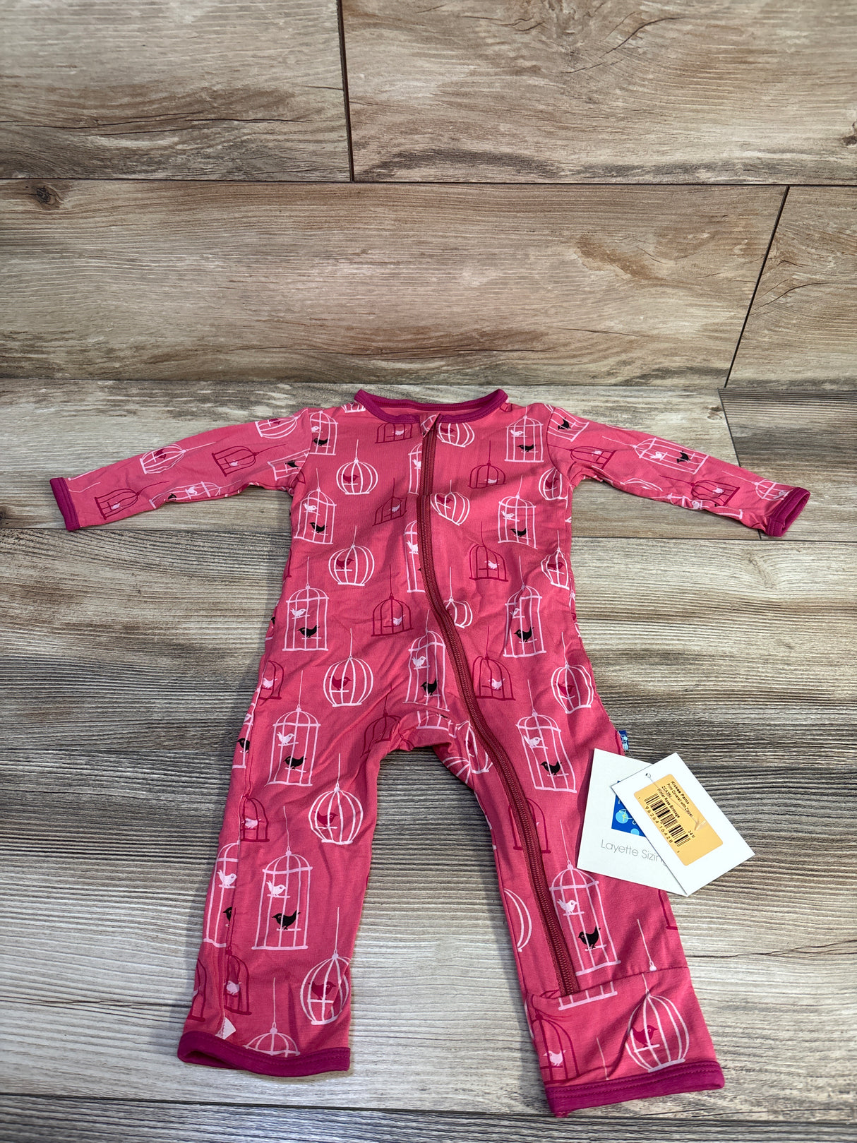 NEW KicKee Pants Print Coverall in Winter Rose Birdcage Pink sz 3-6m