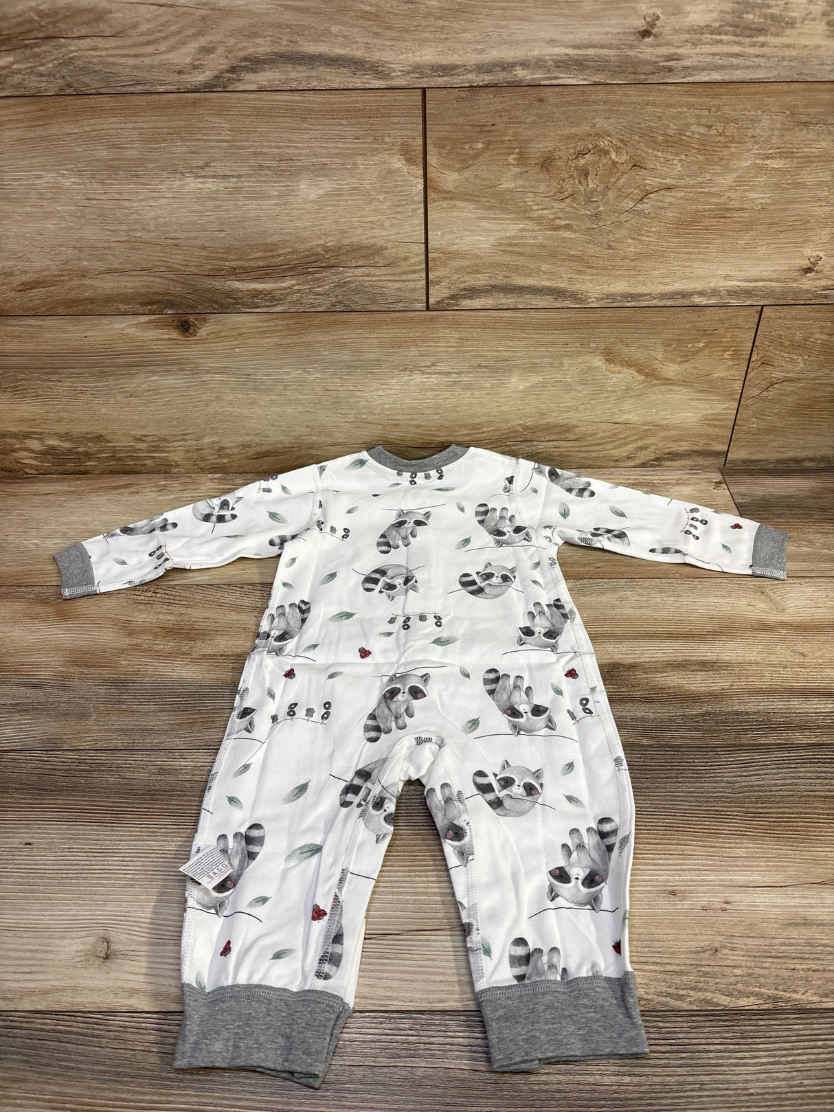 NWOT Cherie Kids Racoon Print Snap Coverall White sz 6-9m