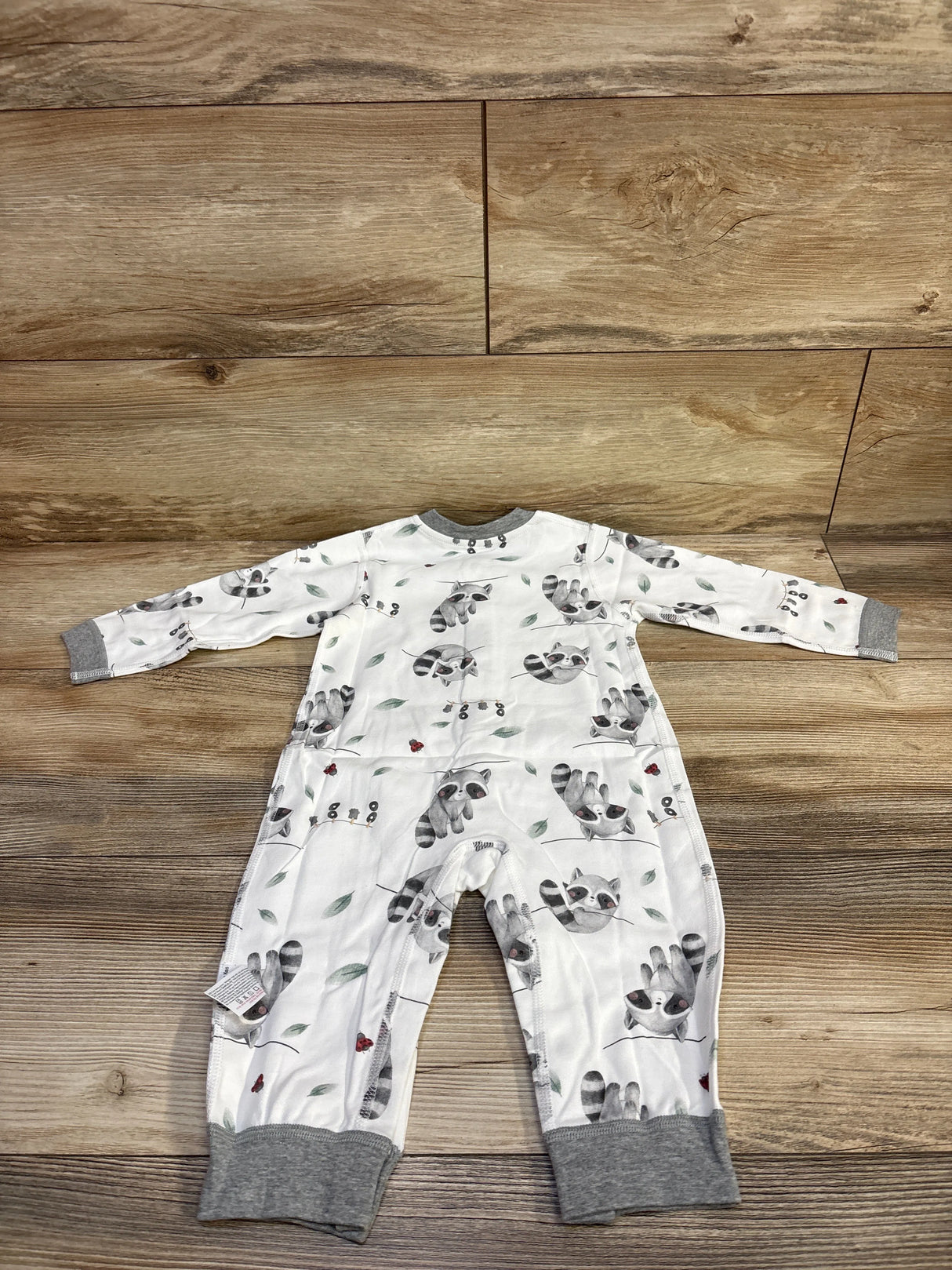 NWOT Cherie Kids Racoon Print Snap Coverall White sz 6-9m