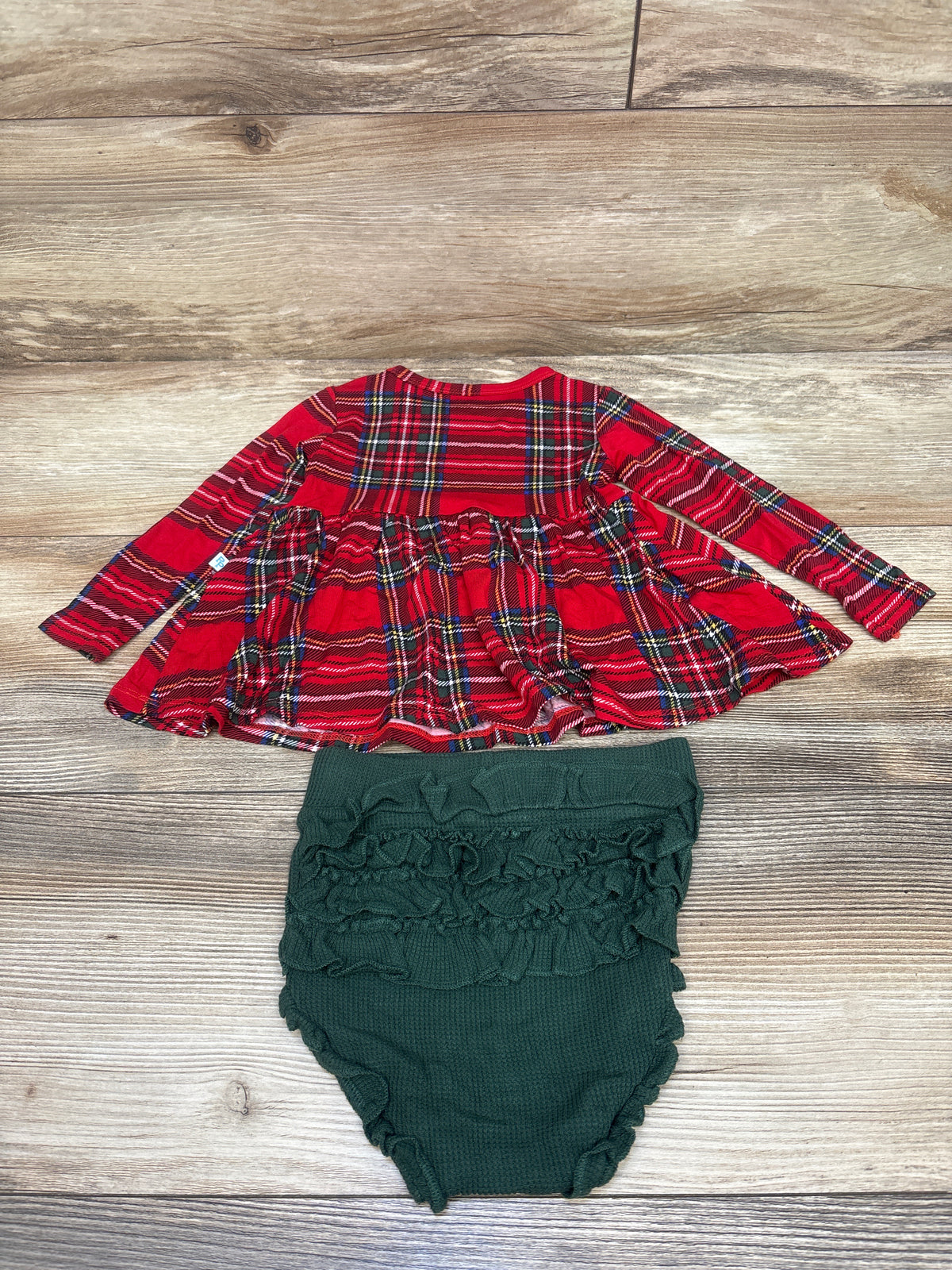 Posh P Bamboo Plaid Shirt & Bummie Set Red sz 12-18m