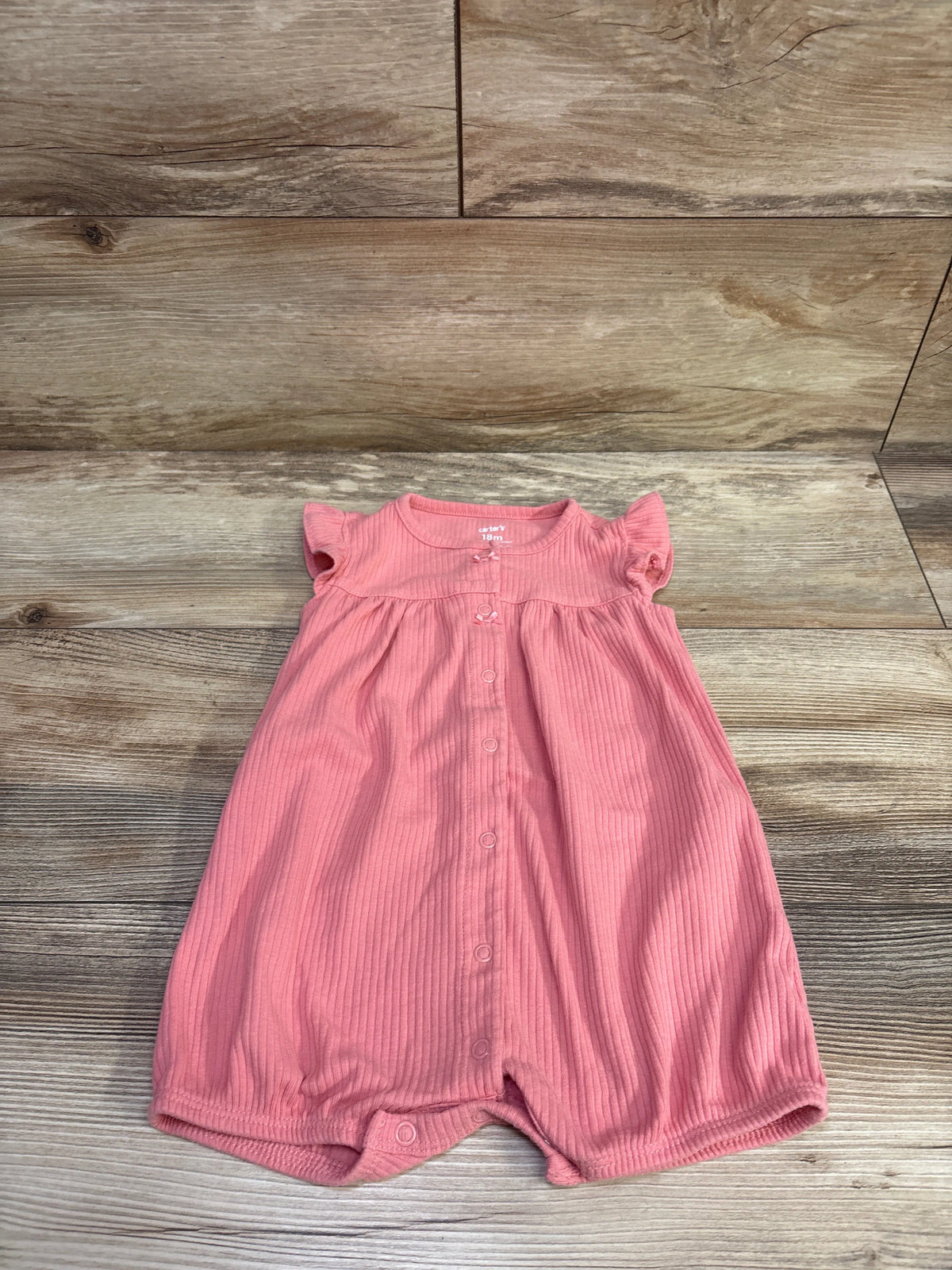 Carter's Button-Front Ribbed Shortie Romper Pink sz 18m