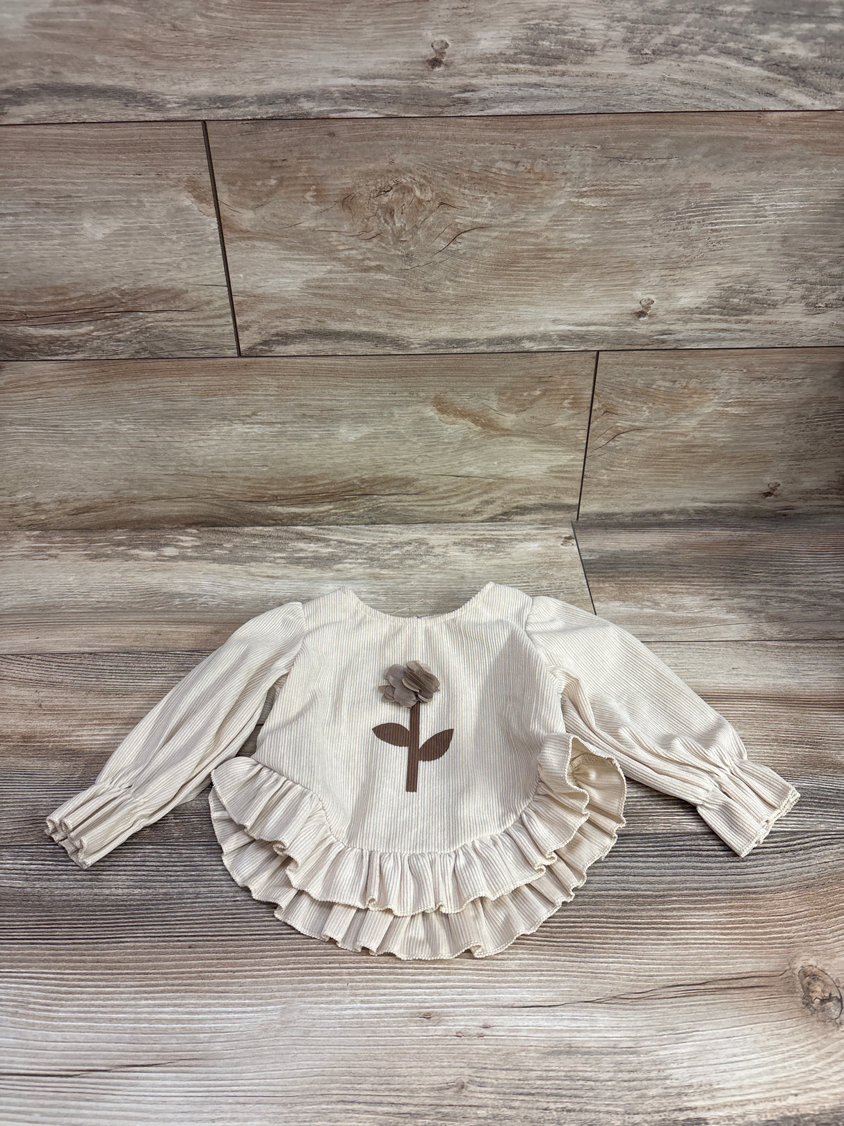 Shein Long Sleeve Ribbed Shirt Beige sz 9-12m