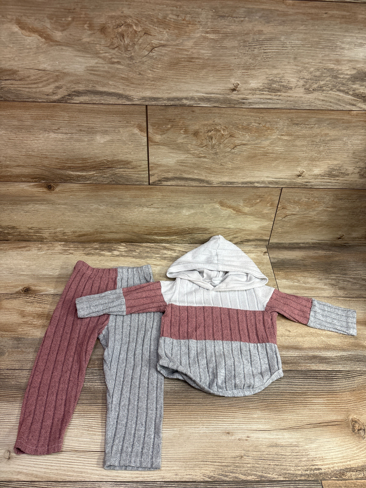 2pc Hooded Sweater & Pants Set White sz 9-12m