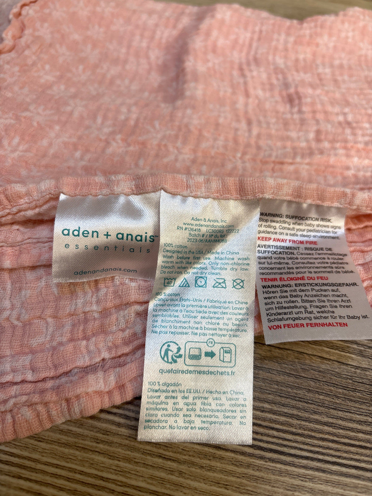 Aden + Anais Muslin Swaddle Blanket Pink