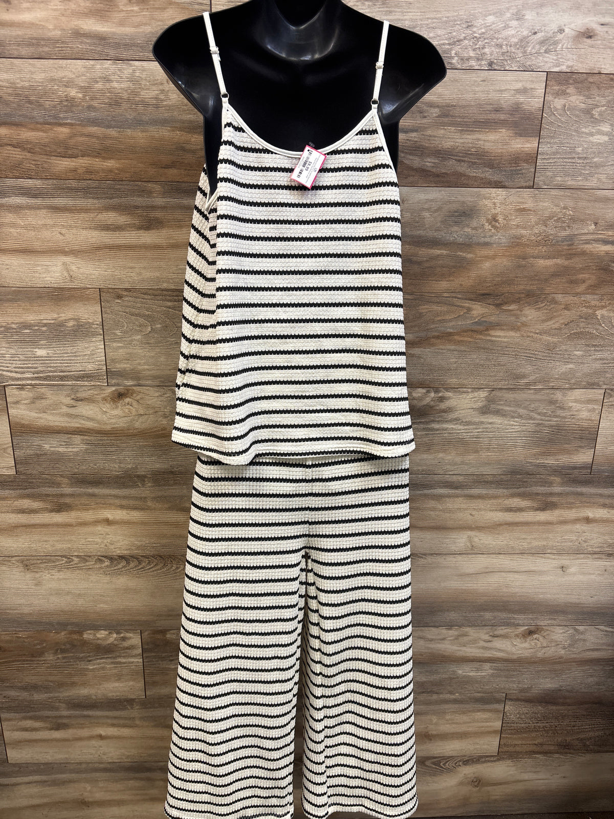 Shein Maternity 2pc Knit Striped Sleeveless Top & Pants Set White sz Large