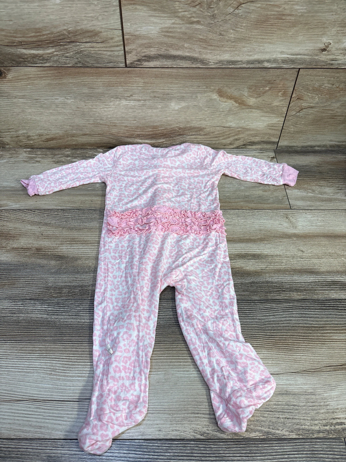 Milkberry Leopard Print Ruffle Footie Pink sz 3-6m